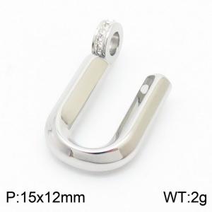 15x12mm Zirconia Balloon U Alphabet Charm Stainless Steel 304 Silver Color for Men and Womon - KP120254-Z