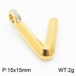 15x15mm Zirconia Balloon V Alphabet Charm Stainless Steel 304 Gold Color for Men and Womon - KP120259-Z