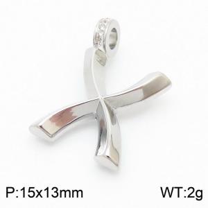 15x13mm Zirconia Balloon X Alphabet Charm Stainless Steel 304 Silver Color for Men and Womon - KP120263-Z