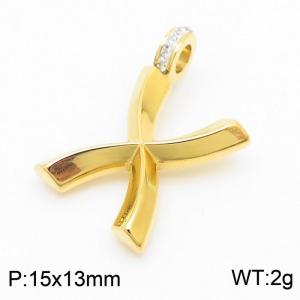 15x13mm Zirconia Balloon X Alphabet Charm Stainless Steel 304 Gold Color for Men and Womon - KP120265-Z