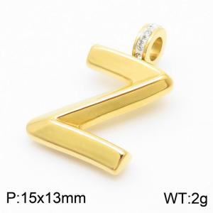 15x13mm Zirconia Balloon Z Alphabet Charm Stainless Steel 304 Gold Color for Men and Womon - KP120271-Z