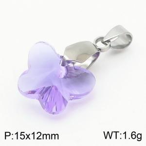 Purple Color Crystal Glass Butterfly Pendant For Women Jewelry - KP120281-Z