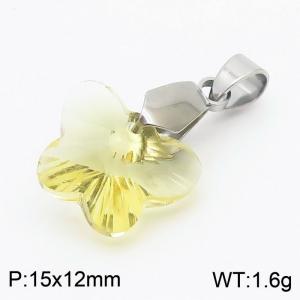 Yellow Color Crystal Glass Butterfly Pendant For Women Jewelry - KP120284-Z