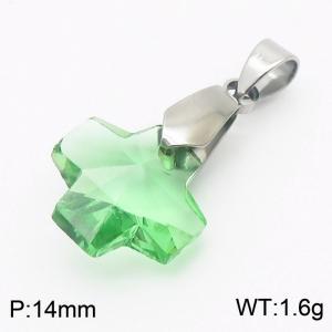 Green Color Crystal Glass Cross Pendant For Women Jewelry - KP120286-Z