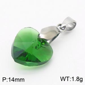 Green Color Crystal Glass Heart Pendant For Women Jewelry - KP120292-Z