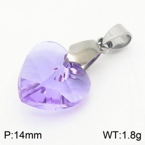 Purple Color Crystal Glass Heart Pendant For Women Jewelry - KP120294-Z
