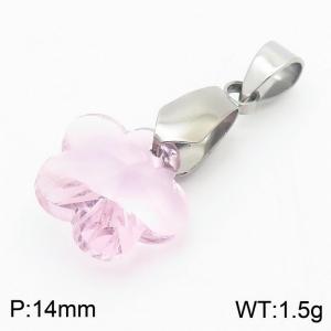 Pink Color Crystal Glass flower Pendant For Women Jewelry - KP120302-Z