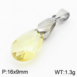 Yellow Color Crystal Glass Water Droplet Pendant For Women Jewelry - KP120314-Z