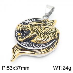 Fashionable and personalized stainless steel creative Viking wolf head men's retro gold pendant - KP130374-MZOZ