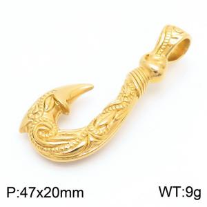 Fashionable and personalized stainless steel creative pattern fish hook men's gold pendant - KP130378-MZOZ