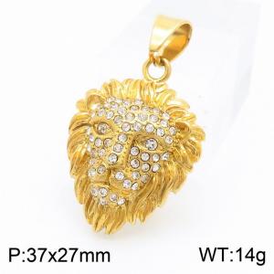 European and American fashion stainless steel creative white  eye lion inlaid diamond charm gold pendant - KP130382-MZOZ