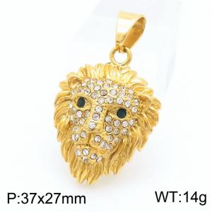 European and American fashion stainless steel creative green eye lion inlaid diamond charm gold pendant - KP130384-MZOZ