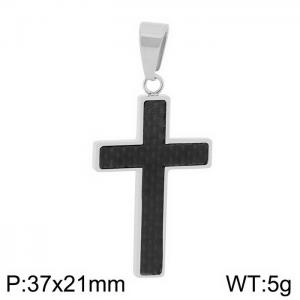 European and American fashion stainless steel creative 21mm black drip glue cross charm silver pendant - KP130393-HR