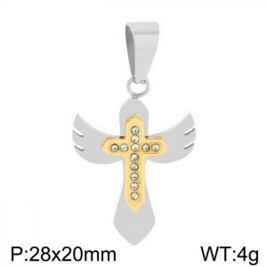 European and American fashion stainless steel creative geometric diamond inlaid cross charm silver&gold pendant - KP130403-HR