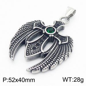 Punk personalized stainless steel INS style creative cross with wings vintage pendant - KP130419-TGX