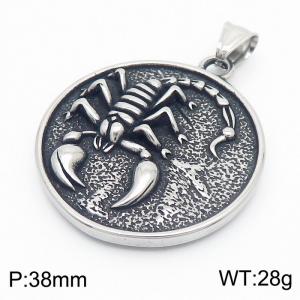 European and American hip-hop personalized stainless steel animal creative scorpion round men's retro pendant - KP130421-TGX