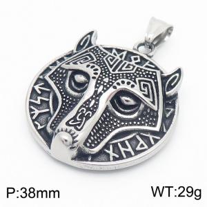 European and American fashion stainless steel domineering Viking wolf head Odin rune men's retro pendant - KP130423-TGX