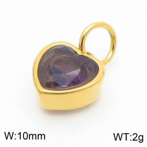 10mm Width Purple Heart Pendant Charm Pendant Women Stainless Steel Gold Color - KP130430-LK