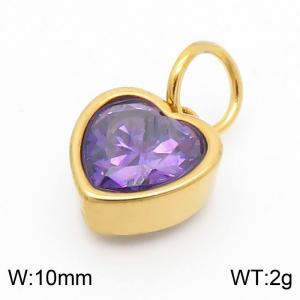 10mm Width Soft Purple Heart Pendant Charm Pendant Women Stainless Steel Gold Color - KP130434-LK