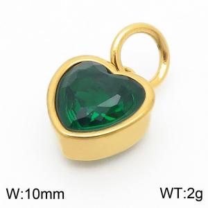 10mm Width Dark Green Heart Pendant Charm Pendant Women Stainless Steel Gold Color - KP130437-LK