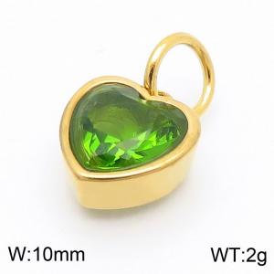 10mm Width Green Heart Pendant Charm Pendant Women Stainless Steel Gold Color - KP130439-LK