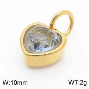 10mm Width Pale Blue Heart Pendant Charm Pendant Women Stainless Steel Gold Color - KP130440-LK
