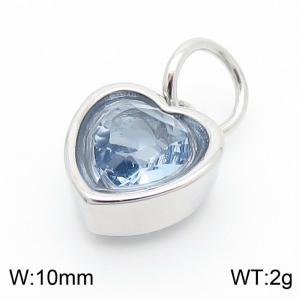 10mm Width Pale Blue Heart Pendant Charm Pendant Women Stainless Steel Silver Color - KP130451-LK