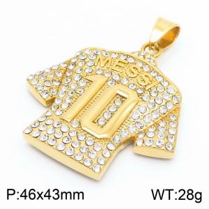 Men Jewelry Gift Stainless Steel Sportsman Messi Jersey 10 Pendant Number Football Crystal Pendant - KP130465-MZOZ
