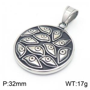 European and American Devil's Eye Round Pendant Stainless Steel Men's Pendant Necklace - KP130470-MZOZ