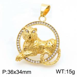Punk Men Jewelry Accessories 18k Gold Plated Metal Animal Tiger Pendant Cool Jewelry - KP130494-MZOZ