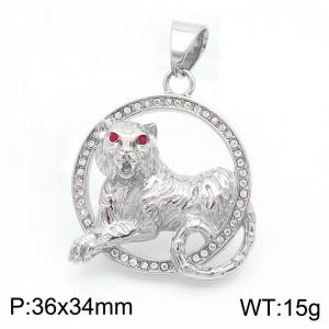 Women Stainless Steel&Rhinestones Red Eyes Tiger Pendant - KP130514-MZOZ