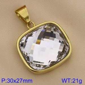 Stainless Steel Stone & Crystal Pendant - KP130618-LK