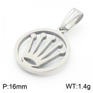 Women Stainless Steel Crown Round Pendant - KP130649-Z
