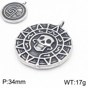 Punk style fashion personality stainless steel creative skull head circular temperament versatile retro pendant - KP130915-MZOZ
