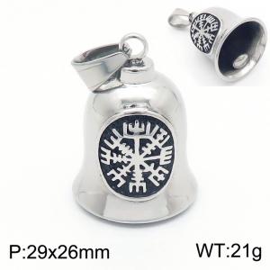European and American retro personalized stainless steel creative Viking snowflake logo bell charm silver pendant - KP130946-MZOZ