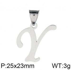 Steel colored stainless steel letter pendant Y - KP19470-D