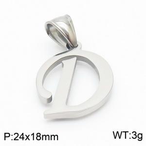 Steel colored stainless steel letter pendant D - KP19480-D