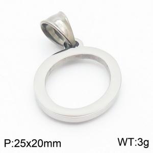 Steel colored stainless steel letter pendant O - KP19482-D
