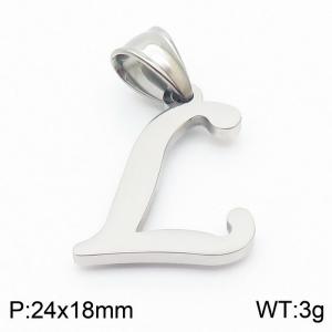 Steel colored stainless steel letter pendant L - KP19485-D