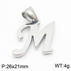 Steel colored stainless steel letter pendant M - KP19487-D