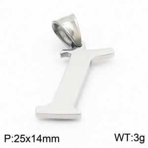 Steel colored stainless steel letter pendant I - KP19488-D