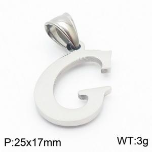 Steel colored stainless steel letter pendant G - KP19494-D