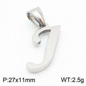 Steel colored stainless steel letter pendant J - KP19495-D