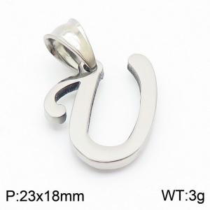 Steel colored stainless steel letter pendant U - KP19496-D