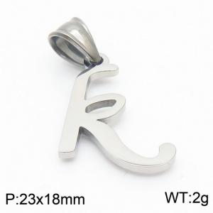 Steel colored stainless steel letter pendant K - KP19498-D