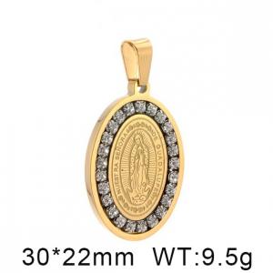 Religious Guadalupe Madonna Euro Coin Diamond Gold-plating Pendant - KP29558-KL