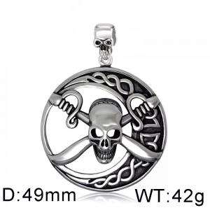 Skull Hollow Ghost Head Men's Stainless Steel Pirate Pendant - KP31814-D