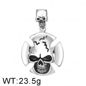 Pirate Captain Skull Stainless Steel Pendant - KP31816-D