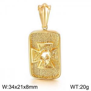 Golden Hip Hop Halloween Skull Men's Cast Stainless Steel Cross Pendant - KP36656-D
