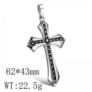 Flame Retro Cross Titanium Steel Cast Men's Pendant Necklace - KP37479-THX